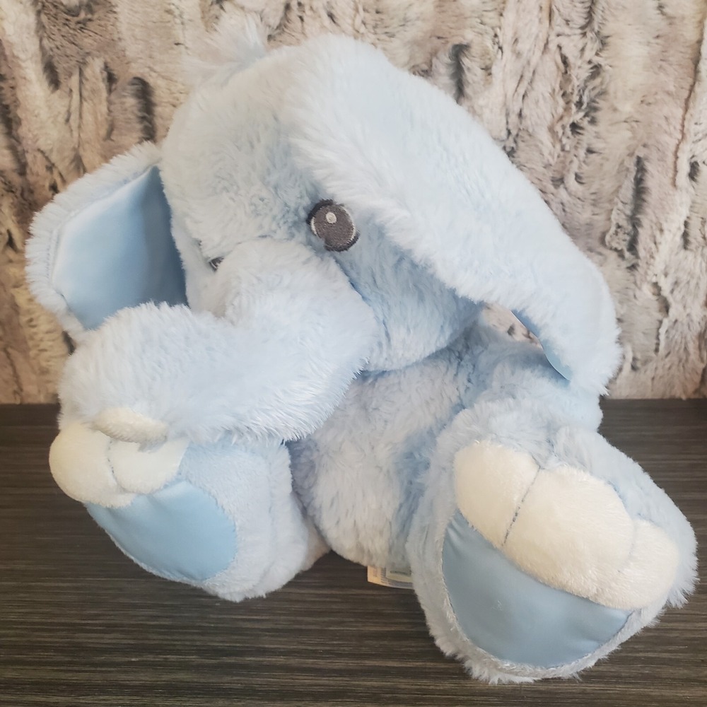 Aurora Baby Taddle Toes Elephant Blue Plush & Satin‎ Soft Stuffed Animal 10"